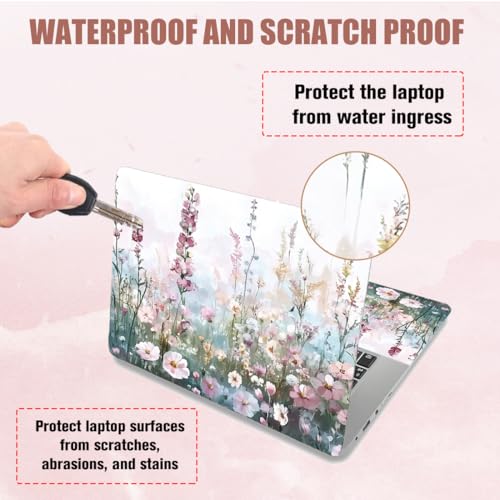 PLIGREAT Wildflower Laptop Skin Sticker Decals Fits 12" 13" 13.3" 14" 15 inch Laptop Watercolor Universal Removable Vinyl Notebook Art Protector Netbook PC Cover Decal
