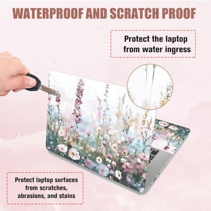 PLIGREAT Wildflower Laptop Skin Sticker Decals Fits 12" 13" 13.3" 14" 15 inch Laptop Watercolor Universal Removable Vinyl Notebook Art Protector Netbook PC Cover Decal