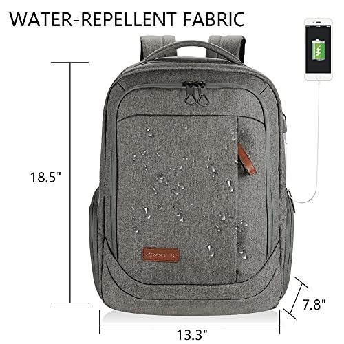 KROSER Laptop Backpack Computer Backpack 17.3 Inch for Men/Women-Grey | Laptop with USB Charging Port Water-Repellent Travel Large Backpack Casual Daypack Business/College - color: A-grey-17.3"