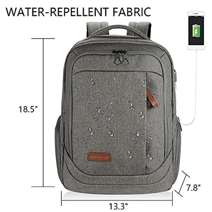 KROSER Laptop Backpack Computer Backpack 17.3 Inch for Men/Women-Grey | Laptop with USB Charging Port Water-Repellent Travel Large Backpack Casual Daypack Business/College - color: A-grey-17.3"