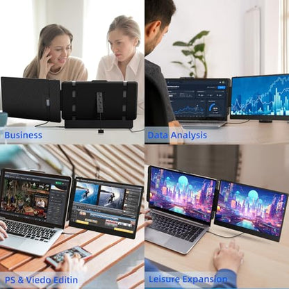 14 Inch Laptop Screen Extender IPS FHD 1080P Plug and Play Extra Screen | Portable Travel Work Monitor USB-C HDMI Port Compatible with Wins Mac Chrome Dex Fits 13-17" Laptops - size: 14" Monitor-C