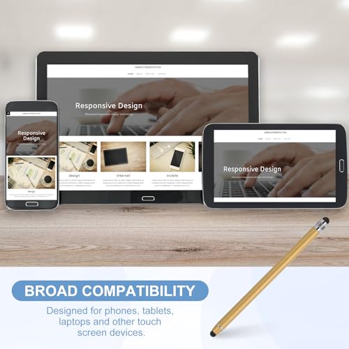 PATIKIL 5 Pcs Stylus Pens for Touch Screens, 2 in 1 High Sensitivity Universal Pen Capacitive Stylus for Phone Tablet Laptop Touch Screen Devices, Gold - color: Gold