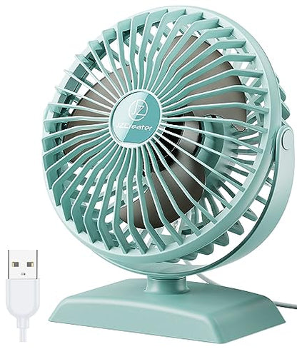 JZCreater USB Desk Fan, USB Fan Mini, 360 Rotation Desktop Fan with 3 Speed, Table Personal Cooling Fan, Quiet Mini Desk Fan, USB Powered, Small Fan for Home Office Bedroom Car Travel,Green - color: 282-Green