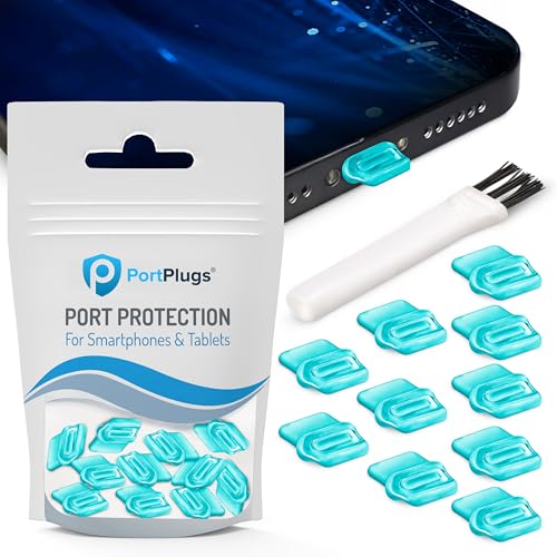 PortPlugs USB-C Dust Plugs - Easy-Grip Design, Compatible with iPhone 15/16/17 & Air, iPad Pro/Mini, MacBook Pro/Air, Galaxy S26-S8, Pixel, Android & USB-C Devices - Blue (10-Pack)