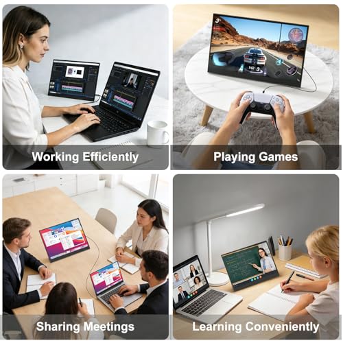 14 Inch 2K Portable Monitor, 16:10 QHD 100% sRGB HDR IPS Screen, Ultra-Slim External Second Monitor for Laptop, Phone, PS5, Xbox, Switch, PC(14.1") - size: 14.1"