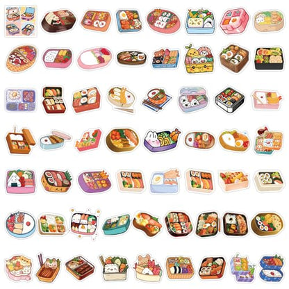 55 Pcs Cute Bento Box Stickers, Japanese Food Stickers, 2.16 Inch Waterproof Vinyl Stickers for Journals, Water Bottles, Laptops, Scrapbooking (Bento Box) - color: Bento Box