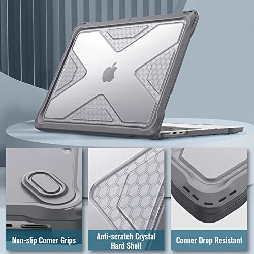 Fintie Case for MacBook Air 13.6 Inch A3449 A3240 A3113 A2681 (2022 2023 2024 2025 2026 Release) - Heavy Duty Rugged Hard Shell Case Cover for MacBook Air 13 Inch M2 M3 M4 M5 Chip, Gray - color: Gray