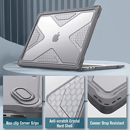 Fintie Case for MacBook Air 13.6 Inch A3449 A3240 A3113 A2681 (2022 2023 2024 2025 2026 Release) - Heavy Duty Rugged Hard Shell Case Cover for MacBook Air 13 Inch M2 M3 M4 M5 Chip, Gray - color: Gray