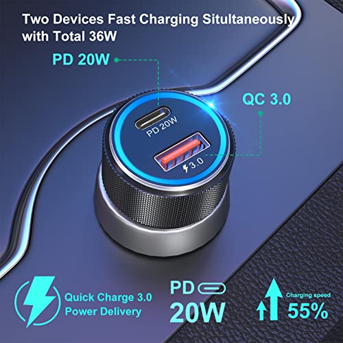 USB C Car Charger 5 Pack, Bangfun 36W Dual Port PD&QC 3.0 Fast Charging 12V USB Car Charger Cigarette Lighter Adapter Plug for iPhone 15 14 13 12 11 Pro Max SE,iPad,Samsung,Pixel(Black) - color: Black