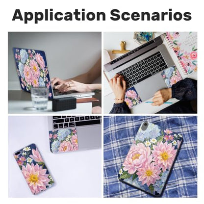 3pcs Laptop Decal Sticker Skin Cover 11.6" 12" 13" 13.3" 14" 15" 15.4" 15.6" inch Computer Vinyl Skin Stickers Waterproof Art Protector(Oil Painting of Flowers) - style: pink bustling