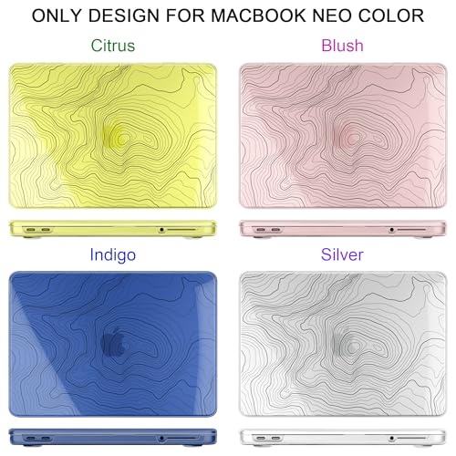 for MacBook Neo 13 Inch Case 2026 (Model A3404, A18 Pro chip), Stylish Pattern Protective Hard Shell with Screen Protector, Keyboard Cover & USB-C Adapter - Clear Maps - color: Clear Maps