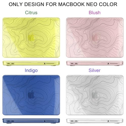 for MacBook Neo 13 Inch Case 2026 (Model A3404, A18 Pro chip), Stylish Pattern Protective Hard Shell with Screen Protector, Keyboard Cover & USB-C Adapter - Clear Maps - color: Clear Maps