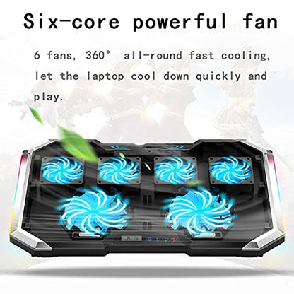 Gaming Laptop Cooler Six Fan Led Screen Two Port RGB Lighting Cooling Pad Notebook Stand for Laptop 12-17 Inch