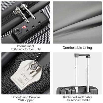 Hanke 29 Inch Luggage Suitcases With Spinner Wheels Lightweight PC hardside Rolling Suitcase With Travel Lock, Checked-Large 29-Inch(Jet Black) - color: Jet Black, size: Checked Large 29 Inch