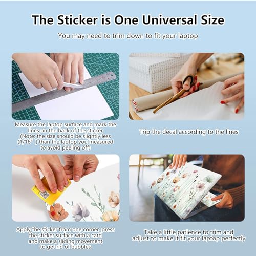 Universal Laptop Skin Sticker with 2 Wrist Pad Skins, Waterproof Scratch Resistant Vinyl Laptop Cover Decal, Cut to Fit for 11–15.6 Inch MacBook HP Dell Lenovo, Wild Flowers - color: Wild Flowers