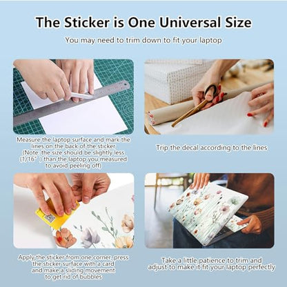 Universal Laptop Skin Sticker with 2 Wrist Pad Skins, Waterproof Scratch Resistant Vinyl Laptop Cover Decal, Cut to Fit for 11–15.6 Inch MacBook HP Dell Lenovo, Wild Flowers - color: Wild Flowers