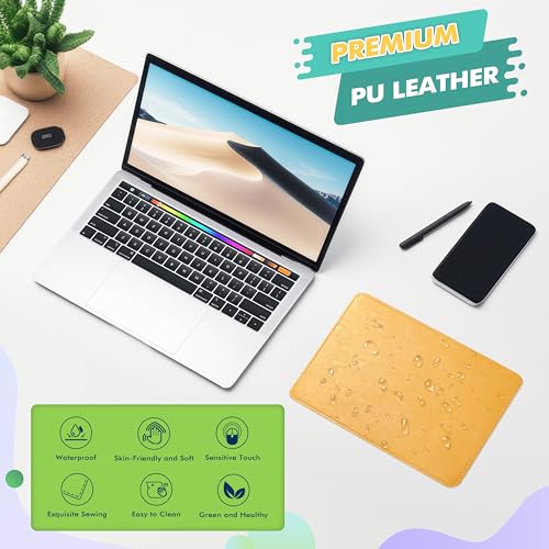 PU Leather Mouse Pad with Stitched Edge, Micro-Fiber Base, Non-Slip Waterproof, 8x11Inch (Light Yellow) - color: Light Yellow, size: 8L x 11W inches