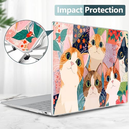 Batianda Lovely Cats Case for Dell XPS 13 Laptop 2024 2025 | Fits Model 9340/9345/9350 13.4" Display, Lightweight Slim Hard Shell Protection for Women, Students and Girls - color: Cats