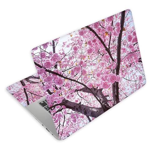 Universal Laptop Skin Decal, 3-Piece Vinyl Protector for 12 13 14 15.6" Notebook, Waterproof Anti-Scratch, Easy Trim & Bubble-Free Finish, Large Cherry Tree Full of Pink Flowers - color: Large Cherry Tree Full of Pink Flowers