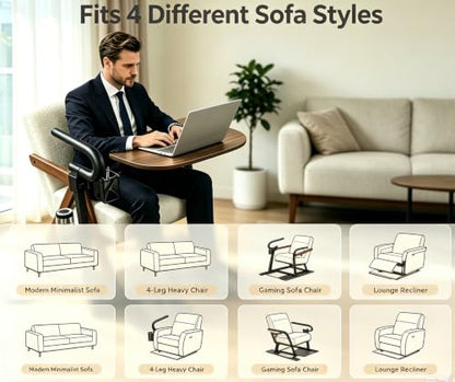 Auxiliary Standing Tray Table, 9-speed black 360 ° rotating TV table and Height Adjustable Rotating TV and Laptop Table, Ergonomic Auxiliary Safety Standing Handle, aid Standing Independent Living - color: Black, size: Armrest TV 360° Table
