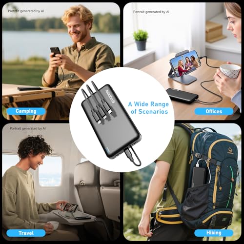 Portable Charger Power Bank 10000mAh, USB C in&Out Fast Charging Battery Pack Portable Phone Charger Quick Charge for iPhone 15/14/13/12, Galaxy S23/22, Pixel Heated Vest and etc (Black) | USB C in&Out,Fast Charging, for iPhone 17/16/15/14/13/12, Galaxy S