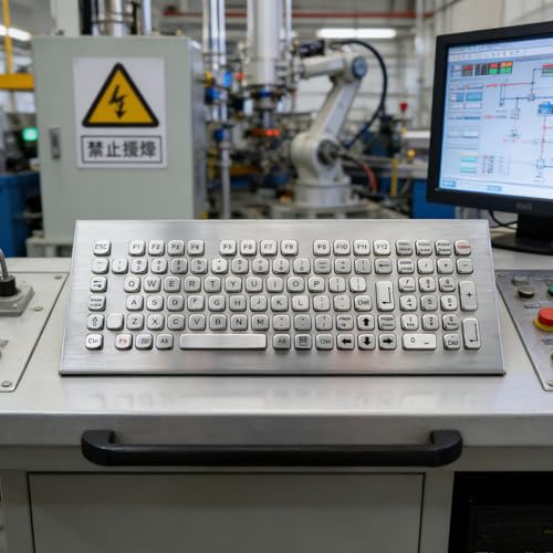 K-TEK-A360KP-FN-DWP Stainless Steel Keyboard, Full-Size Industrial Keyboard IP65 Waterproof Vandal Proof, Top Panel Mount, 102 Keys with Numeric Keypad USB, Mining, Medical, Self-Service Terminal