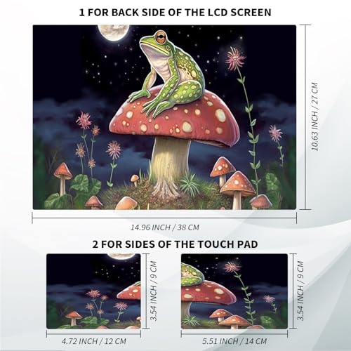 Universal Laptop Skin, DIY Cut-to-Fit Vinyl Cover Compatible with HP, Dell, Lenovo, Mac (13.3" to 15.6"), Anti-Scratch, No Residue & Bubble-Free Protective Decal Sticker, Frog Mushroom Moon - color: Frog Mushroom Moon