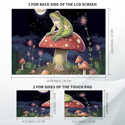 Universal Laptop Skin, DIY Cut-to-Fit Vinyl Cover Compatible with HP, Dell, Lenovo, Mac (13.3" to 15.6"), Anti-Scratch, No Residue & Bubble-Free Protective Decal Sticker, Frog Mushroom Moon - color: Frog Mushroom Moon