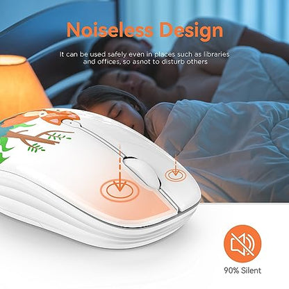 FMOUSE Cute Wireless Mouse, Bluetooth & 2.4GHz Dual Mode, Silent Click, AA Battery Powered, Kawaii for Kids Students Teen Girls, Compatible with Laptop Mac iPad PC (Fox) - color: Fox