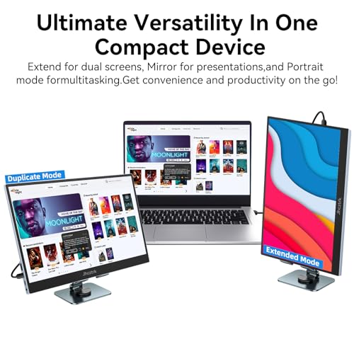 15.6 Inch Portable Monitor, FHD 1080P IPS 100% sRGB Full Function USB-C Ultra Slim Metal Bezel External Travel Screen with Stand & Carry Bag for Laptop Mac PC Phone PS4 PS5 Xbox Switch - size: 15.6inch NO Touch