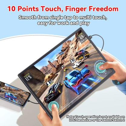 S123E 12.3 Inches Portable Monitor Touchscreen Monitor for Switch/Switch 2 | 1920 x1280 Ultra Slim Mini Travel Monitor 1280P IPS Display 100% sRGB for Laptop Surface PC Xbox PS4/5 and Office - size: 12.3"