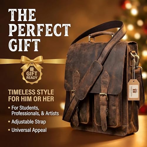 cuero Retro Brown Laptop Messenger Bag Office Briefcase Crossbody Travel Bag For Men And Women Bag Office Laptop Bag - size: 16 inch