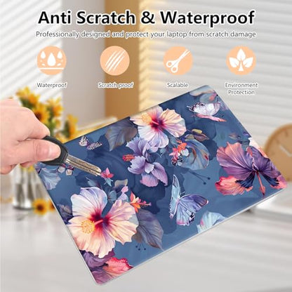 Laptop Skin Sticker Decal 15.6 Inch,12 13 13.3 14 15 15.6 in Laptop Netbook Skins for Notebook,Art Decal Removable Waterproof Scratch Resistant,Universal Vinyl Cover,Blooming Hibiscus - color: Blooming Hibiscus