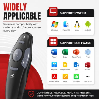 [2 Units] Presentation Clicker with 2 Cases Storage, Red Laser Pointer