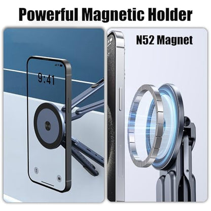3 in 1 Magnetic Tripod Phone Holder Foldable Portable Laptop Stand | Collapsible & Portable, 8-level Height Adjustable, Desk Stand for Office & Travel for 10-16″ Laptops & 4-13″ Phones/Tablets,