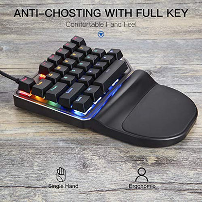 MOTOSPEED K27 One-Handed Mechanical Mini Gaming Keypad 27 Keys, 9 LED Backlit USB Wired Mechanical Gaming Keyboard for Pro Keyboard Computer/PC/Desktop/Laptop/Mac