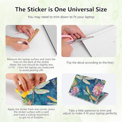 Laptop Skin Sticker Decal, Universal Reusable Vinyl Laptop Cover for 12" 13" 13.3" 14" 15" 15.4" 15.6" Notebook PC, Waterproof Scratch-Resistant with 2 Wrist Pads, Easy to Apply & Remove,Dragonfly - color: Dragonfly