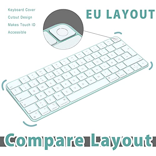 Keyboard Cover for New M4 iMac Magic Keyboard(Europe Layout, 7 Shape Enter Key) Model A3118/A2449, Touch ID Version w/o Numeric Key - Ultra Thin, Protective and Clear Protector Skin - color: A3118/A2449 (7 Shape Enter Key EU Layout)