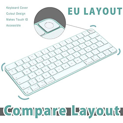 Keyboard Cover for New M4 iMac Magic Keyboard(Europe Layout, 7 Shape Enter Key) Model A3118/A2449, Touch ID Version w/o Numeric Key - Ultra Thin, Protective and Clear Protector Skin - color: A3118/A2449 (7 Shape Enter Key EU Layout)