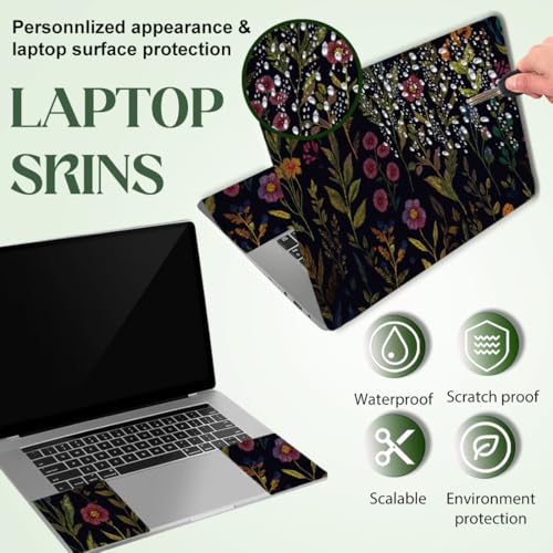 SUPERDANT Laptop Skin Sticker Flowers Laptop Notebook Decals Floral | Personalized Universal Computer Wrap Vinyl Skin Stickers Cover Art Decal Removable 12-15.6 Inch Scratch-Resistant Gift