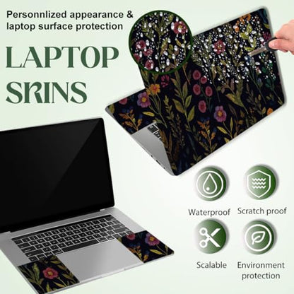 SUPERDANT Laptop Skin Sticker Flowers Laptop Notebook Decals Floral | Personalized Universal Computer Wrap Vinyl Skin Stickers Cover Art Decal Removable 12-15.6 Inch Scratch-Resistant Gift