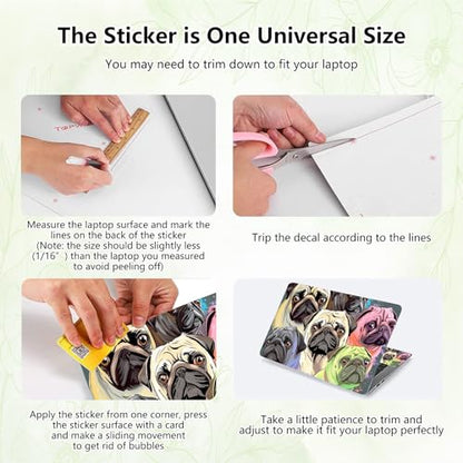 Laptop Skin Sticker Decal, Universal Reusable Vinyl Laptop Cover for 12" 13" 13.3" 14" 15" 15.4" 15.6" Notebook PC, Waterproof Scratch-Resistant with 2 Wrist Pads, Easy to Apply & Remove,Cute Dogs - color: Cute Dogs