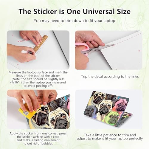 Laptop Skin Sticker Decal, Universal Reusable Vinyl Laptop Cover for 12" 13" 13.3" 14" 15" 15.4" 15.6" Notebook PC, Waterproof Scratch-Resistant with 2 Wrist Pads, Easy to Apply & Remove,Cute Dogs - color: Cute Dogs