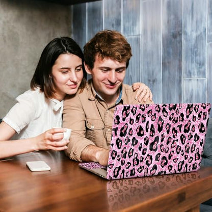 Universal Laptop Skin Sticker Decal, Compatible with MacBook HP Dell Lenovo 12"-15.6", Reusable Vinyl Notebook Cover 3PCS Set, High-Recognition Film-Pink Leopard Print - color: Pink Leopard print