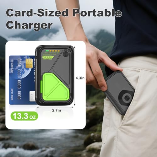 P05 Portable Charger, Magnetic Power Bank, Small Wireless PowerBank, Battery Pack 20000mAh Travel Essentials Fast Charging With Built in Cable, Foldable Wall Plug for iPhone,Samsung,Andriod - color: Black2W