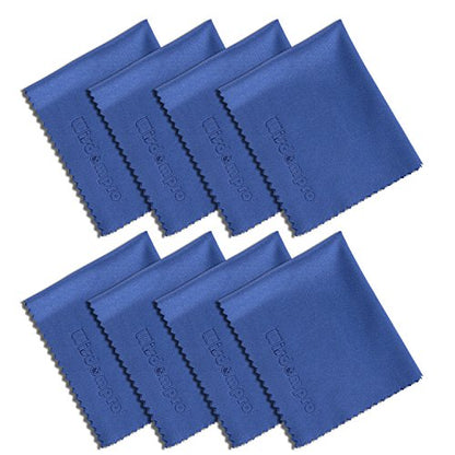 Wisdompro 8-Pack 6x7 Inches Microfiber Cleaning Cloth for Camera Lens, Glasses, Phone, iPhone, iPad, Tablet, Laptop, LCD TV, Computer Screen, Monitor and Other Electronics Device - Blue - color: Blue