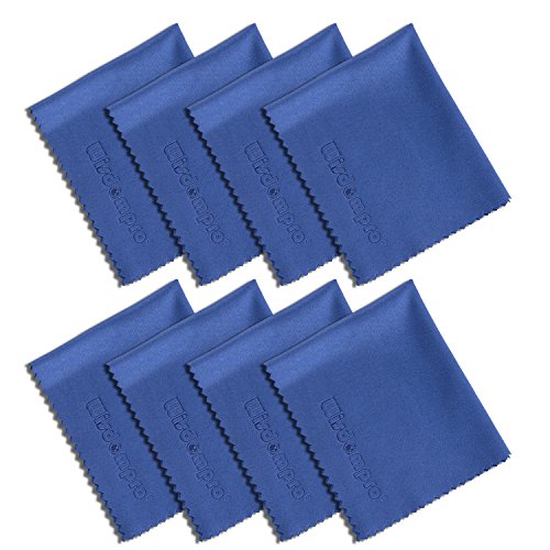 Wisdompro 8-Pack 6x7 Inches Microfiber Cleaning Cloth for Camera Lens, Glasses, Phone, iPhone, iPad, Tablet, Laptop, LCD TV, Computer Screen, Monitor and Other Electronics Device - Blue - color: Blue