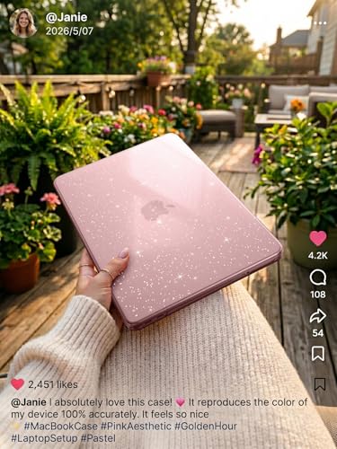 EooCoo for MacBook Neo Case 13 inch 2026, 100% Match Color, Sparkly Blush | Lightweight, Protective Hard Shell Case & Keyboard Cover & Screen Film, Model A3404 with A18 Pro Chip - color: Sparkly Blush