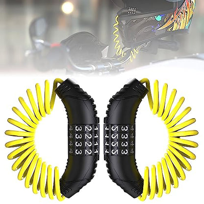 Windance 2pcs Motorcycle Helmet Lock Cable, Anti-Theft Retractable Luggage Lock with 4 Digit Password Combination Security Lock (Yellow 2pcs) - color: Yellow 2pcs