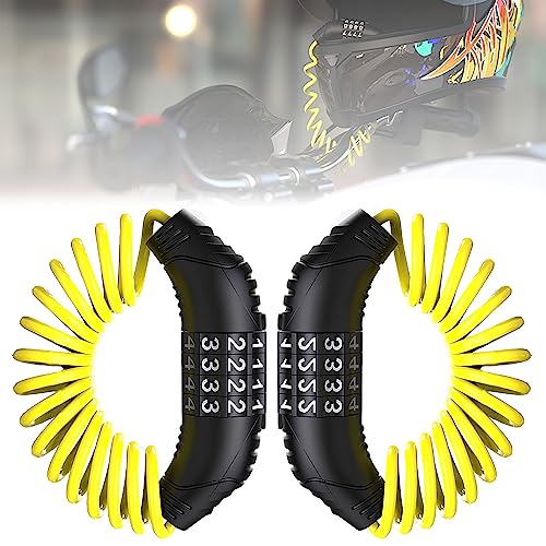 Windance 2pcs Motorcycle Helmet Lock Cable, Anti-Theft Retractable Luggage Lock with 4 Digit Password Combination Security Lock (Yellow 2pcs) - color: Yellow 2pcs